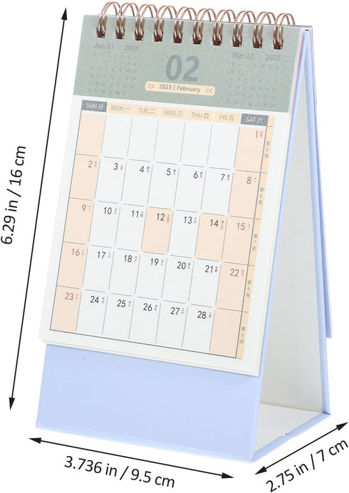 DOITOOL Small Academic Desk Calendar Standing Desktop Organizer with Manual Date Change Decorative Table Calendar