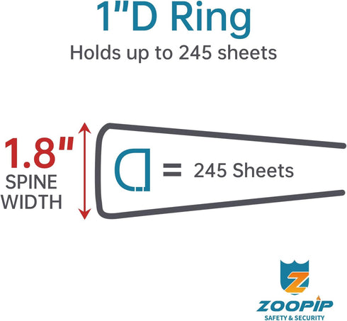 Fireproof 3 Ring Binder with Zipper, 1 Inch D Rings Hold up 245 Sheets of 8.5" x 11", Built-in Net and Pen Holder