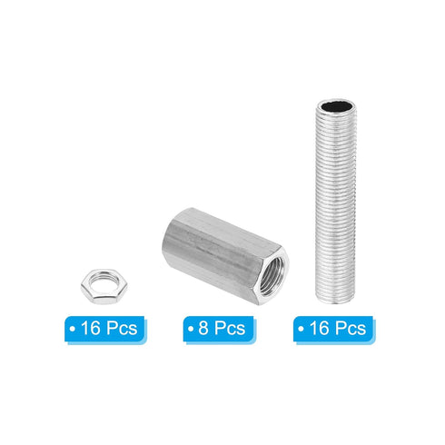 PATIKIL M10 Fine Thread Lamp Pipe Repair Parts Kit, 40 Pcs M10×30 Metal Hexagon Closed Coupling Nut