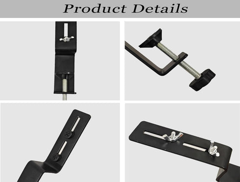 Desk Clamp 2Pcs, Pegboard Fixing Bracket for Desktop Accessories, Metal Organizer Bracket, Black