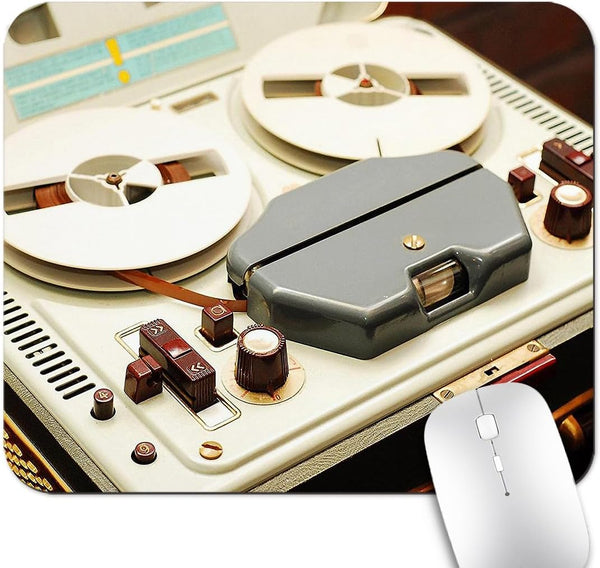 7AN.M 9.5"x 7.9" Anti-Slip Office/Gaming Mouse Pad - Vintage Reel-to-Reel Tape Recorder Retro