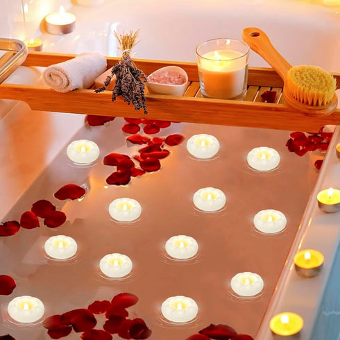 PUNPUBA 36pack 3 100+ Flameless Led Floating Candles, Plastic Tealights Battery Operated Flickering Hour Waterproof