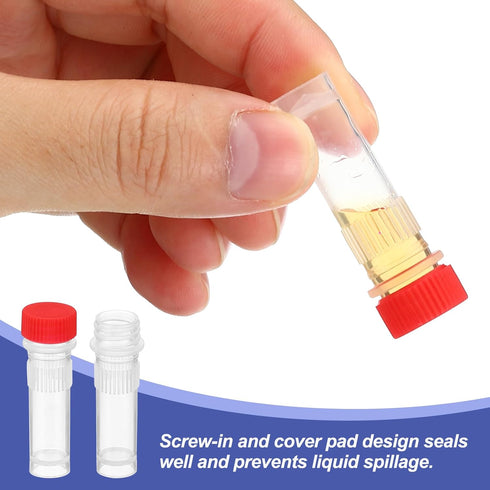 PATIKIL 1ml Plastic Cryogenic Vials, 25Pcs Self Standing Screw Top Test Tubes for Lab Use