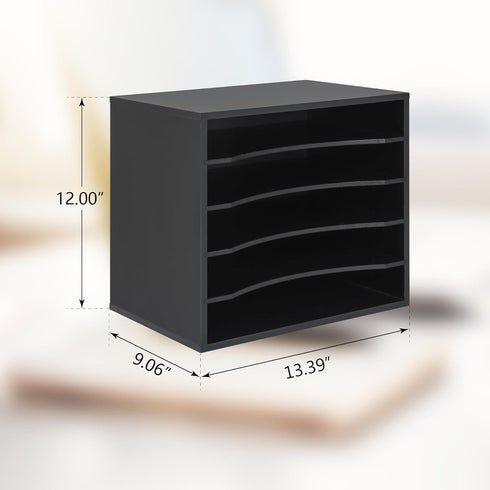 Desk Paper Organizer, Wood Storage Shelves for Office, Adjustable Letter Tray File Sorter for Home Office