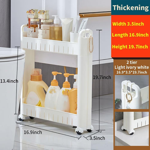 LYFJMUS 3.5 (2 ''Slim Rolling Storage Cart with Wheels Bathroom Storage Cart Mobile Shelving Laundry Room Organizer