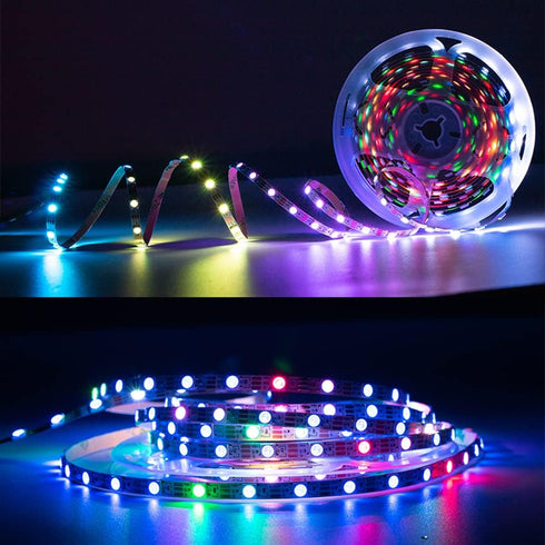 SVFISHKK WS2812B 5050 60Pixels/m 300Pixels DC5V (16.4FT 300led IP30, LED Strip SMD Individual Addressable RGB Pixel