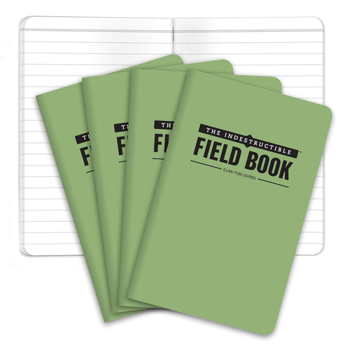 Elan Publishing Company Waterproof Field Notebook - 3.5"x5.5" Green Lined Memo Book - Pack of 4