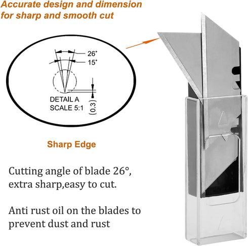 30 Pack Utility Knife Blades, SK5 Steel Heavy Duty Box Cutter Replacement Blades, Plastic Case