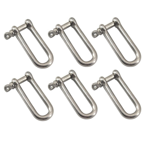 M6 Long D Ring Shackle 304 Stainless Steel Anchor Shackle with Screw Pin for Material Handling, Rigging Accessories