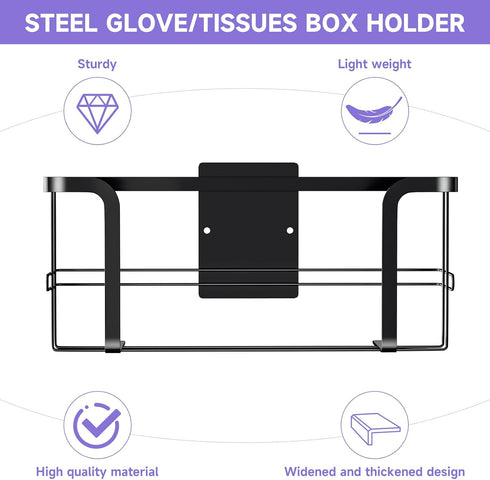 Wall Mount Glove Holder, Durable Metal Glove Box Dispenser, Organizer for Rubber Latex Gloves