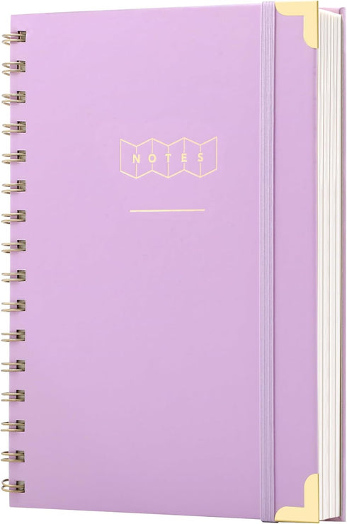 Hardcover Spiral Notebook, College Ruled A5 Small Notebook, 5x7, 160 Pages for Work Aesthetic Note Taking, Purple