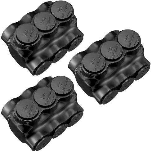 3 Pcs Black Multi Cable Connector, 3 Wire Ports Connectors with Dual Sided Entry for Copper and Aluminum