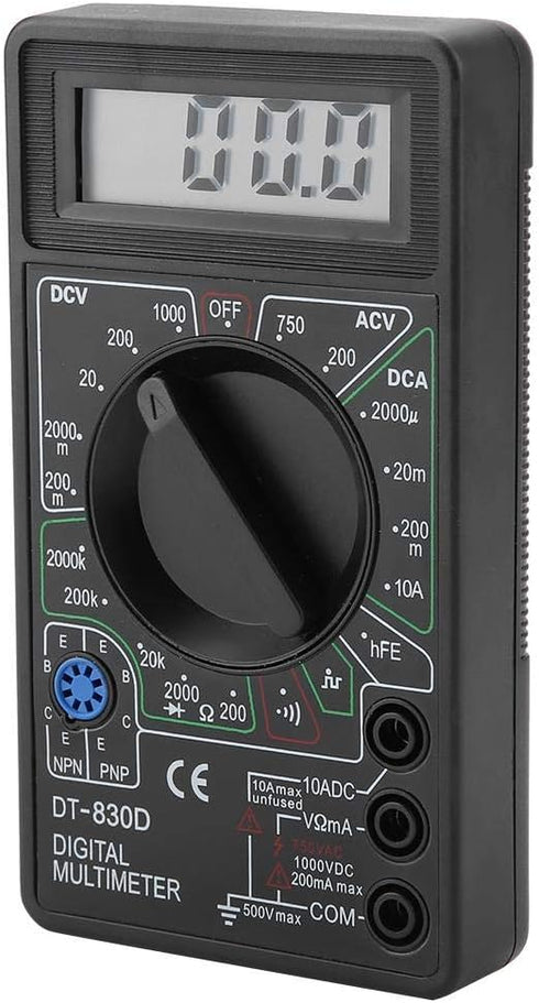 Digital Multimeter Tester, DT830D Autoranging for Continuity Measurement and Transistor Testing