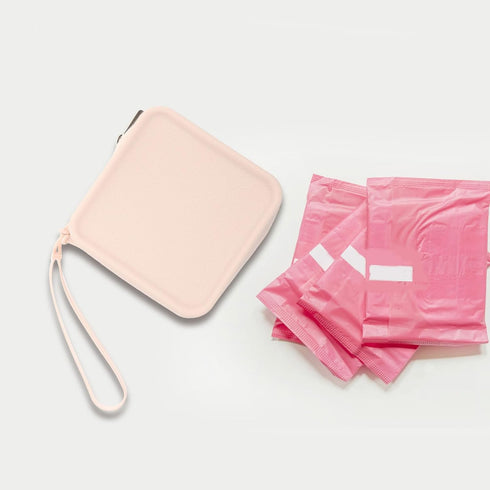 Healeved Silicone Sanitary Napkin Storage Bag Portable Travel Pouch Skin-Texture Menstrual Case Compact Period Pad