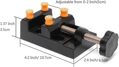 Yakamoz Universal Mini Drill Press Vise Clamp Table Bench Vice for Jewelry, Walnut Nuclear Watch Repairing, DIY Craft