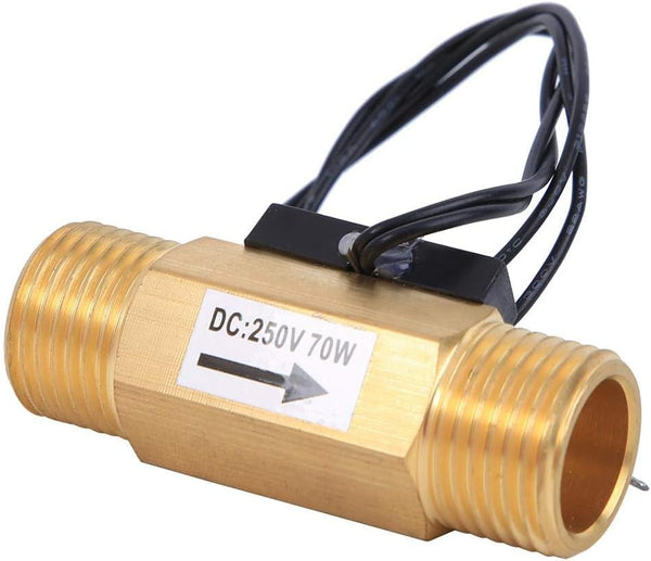YWBL-WH Water Flow Hall Effect Sensor Switch with 1/2-inch Interface for Electromagnetic Flowmeter Brass Accessory