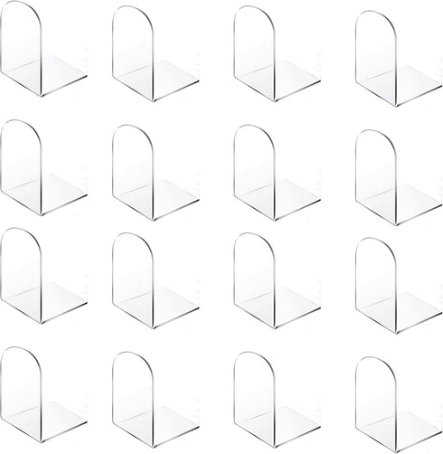 Lulonpon 16pcs Book Ends, Acrylic Non-Skid Bookends for School Library and Desktop Organizer