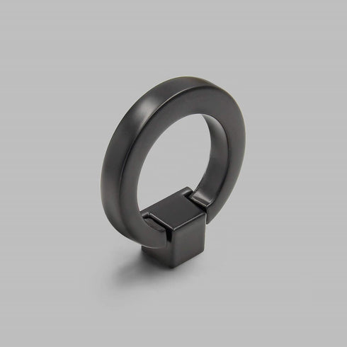 6Pcs Round Cabinet Ring Pull Handles Single Hole Ring Knobs for Cabinet Drawer Dresser Cupboard Wardrobe, Matte Black by Bonsicoky