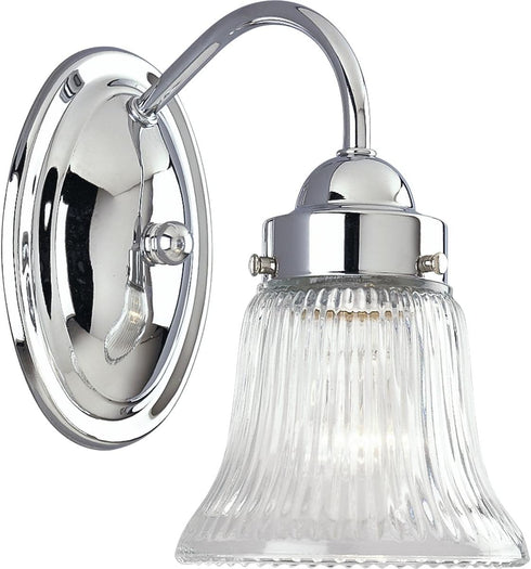 Progress Lighting 1-Light Clear Prismatic Glass Traditional Bath Vanity Light, Fluted Glass