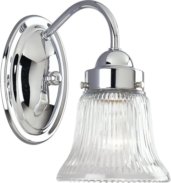 Progress Lighting 1-Light Clear Prismatic Glass Traditional Bath Vanity Light, Fluted Glass