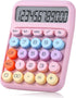 Mechanical Pushbutton Calculator, 12 Digit Large LCD Display, Big Buttons Easy to Press, Colorful Candy Calculator,