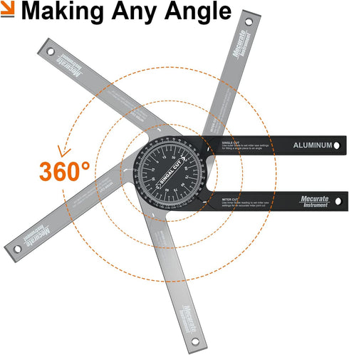 Mecurate 7.3-Inch Aluminum Miter Saw Protractor, Precision Laser Engraved Angle Finder with 360 Degree Rotation