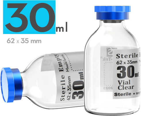 Sterile Empty Vials with Self Healing Injection Port,with Flip Off Aluminum Cap,Sterile Package (30ml,10) by Ks-Tek