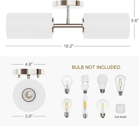 2-Light Tawson Talos Wall Sconce Light in Brushed Nickel with Satin Etched Glass Shade for Hallway, Entryway, Passway