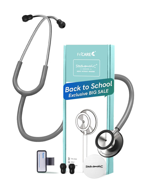 FriCARE Stethoscope for Nurses, Nursing Students, Vet - Replacement for Medical Diagnostic Gear, Grey Tubing