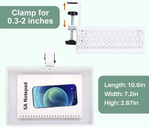 ROSYLINE Drawer Under Desk Storage Organizer - Clamp on Desk Drawer, Hanging Desk Storage, Under Desk Mount Tray, White