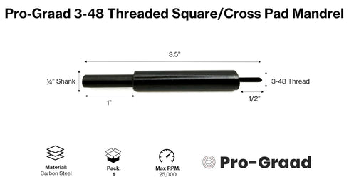 Pro-Graad MM48-4 3-48 3.5" 1/4" #3-48 Threaded Overlap Slotted Disc, Square Pad, Cross Pad, Cross Buff Quick-Change