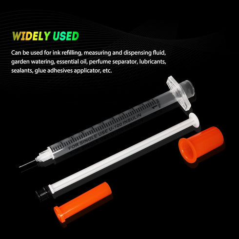 SHAOTONG 1ml Syringe 30 Gauge, 1cc 1/2 Inch Disposable Lab Dispensing Supplies, 100 Pack