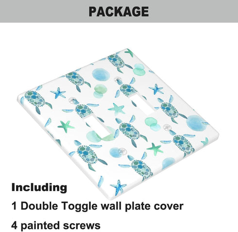 Blue Green Turtle Toggle Light Switch Covers Nautical Beach Sea Turtle 2-Gang Wall Plate for Bedroom Bathroom