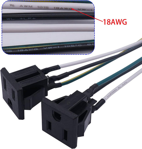 weideer 3Pcs 3 Pins US Power Socket Plug Panel, 15A 125V AC Panel Mount Outlet with 18AWG Connection