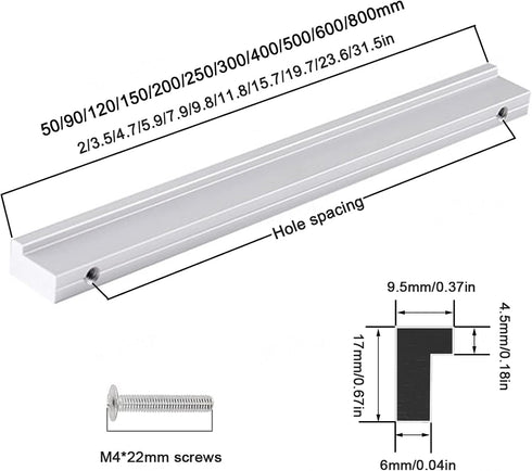 KGUDYS 4-Piece Hardware,90mm/3.5in Finger Edge Pull Handles,Kitchen Cabinet Handles,Aluminium Furniture