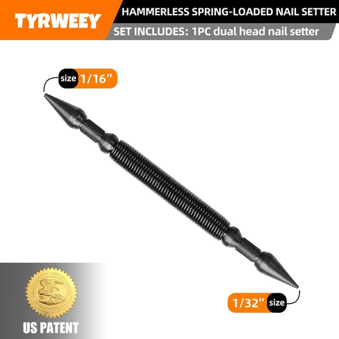 1-Piece Setter Set, 1/32-in, 1/16-in Nail Dual Head Nail Dual Head Center Punch, Nail Tool Features
