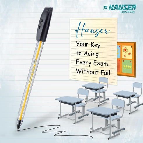 HAUSER ALFA Tricone Black Ballpoint Pens, 25 Pc, 1.00 MM Bold Pens for School, Office, and Craft Supplies
