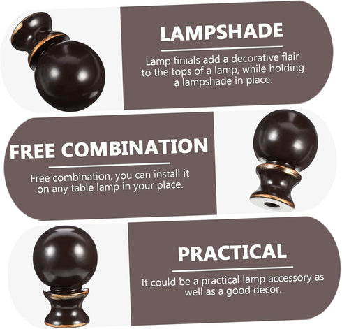 IWOWHERO 2Pcs Cow Horn Decorative Head Lamp Finial Unique Lamp Toppers for Table and Floor Lamps Zinc Alloy Screw Caps