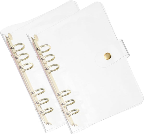 PATIKIL A6 Clear Binder Cover - 2Pcs Soft PVC Loose Leaf Binder Protector Refillable Notebook Shell with Snap Button