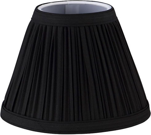 Aspen Creative 33122-2 3" 6" 5" 2 Pack Small Pleated Empire Shape Chandelier Clip-On Lamp Shade, Black, Top x Bottom x
