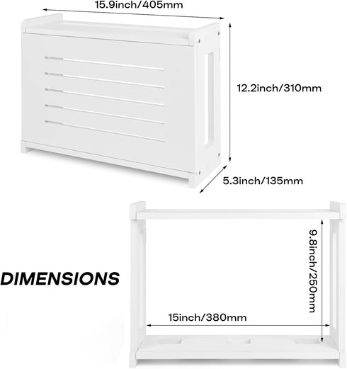 BEARUT Router Shelf Wall Mount WiFi Router Storage Box Modem Cable Cover Organized Power Strip Cable Management Hider