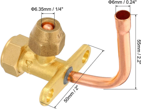 PATIKIL Air Conditioner Stop Valve - 1/4" OD Copper Tube Elbow 90 Degree 3 Way Angle Service Valve