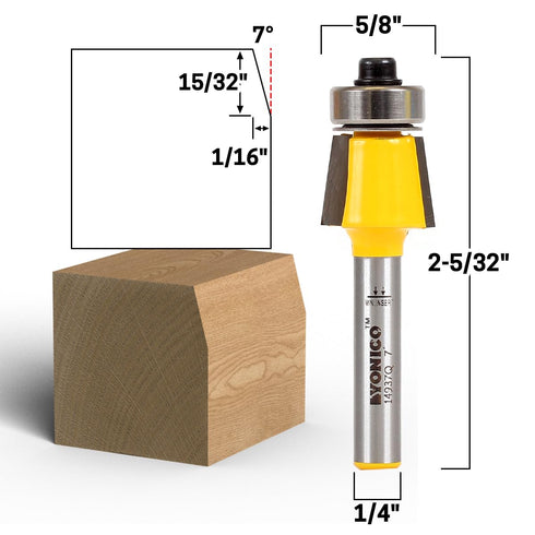 7 1/4-Inch 14937q Yonico Bevel Trim Router Bits Bevel Degree Shank