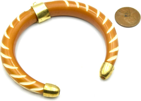 3" Crescent Pendant | Acrylic Focal Pendant | Light Brown with White Slashed Crescent, Black with White Slashed