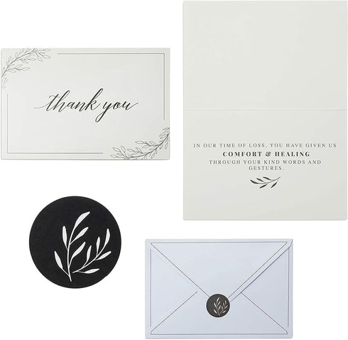 Pipilo Press Sympathy Thank You Cards with Envelopes & Sticker Seals for Funeral -