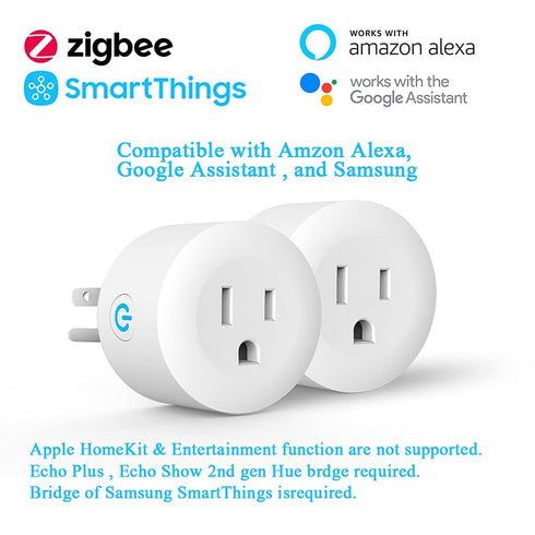 DOGAIN Zigbee Smart Plugs Outlet, Works with ST and Echo Plus Hub, Compatible with Alexa and Google Assistant, 2 Pack