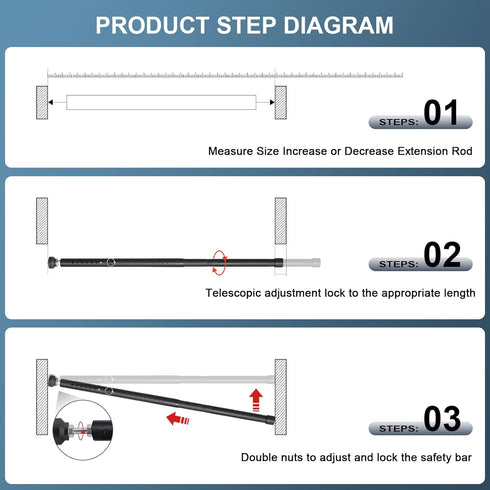 LAIDER HEROS Bar17.5-50 inch Sliding Door Security Adjustable Patio Door Security bar, Heavy Duty Window Security Bars