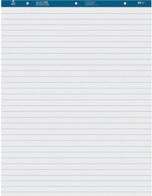 Business Source 38590 Easel Pad, Ruled, 50 Sheets, 27-Inch x 34-Inch, 2/CT, White