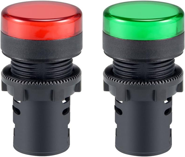 uxcell 2Pcs Red Green Indicator Light, AC/DC 110V, 22mm Panel Mount for Electrical Control Panel, DIY Projects