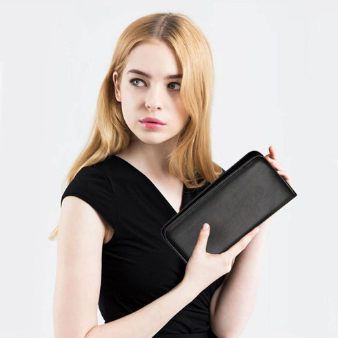 Office Werks Professional Business Card Book Holder Organizer, Black PU Leather Cover, Holds 160 Cards, Gift Card